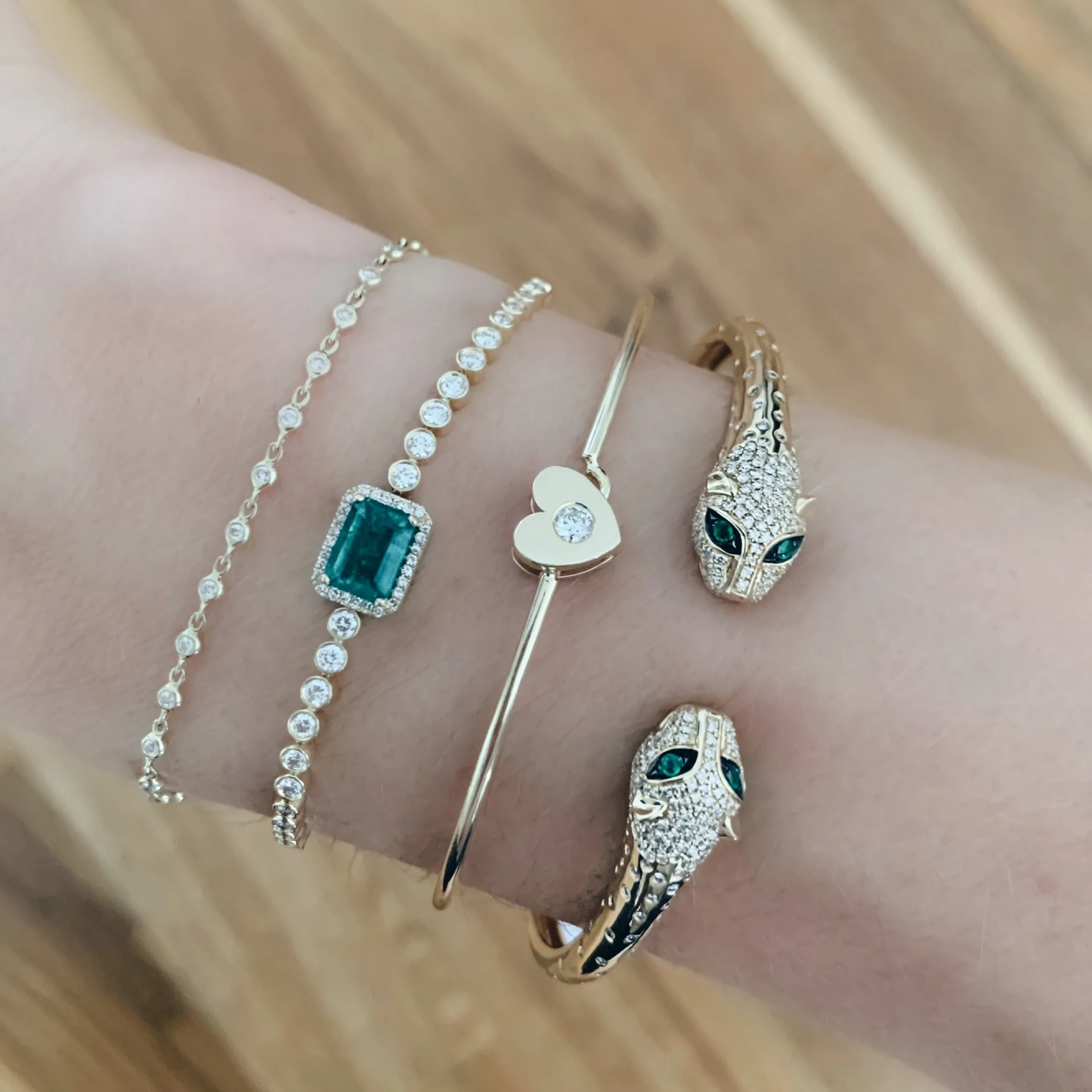 Scattered Diamond Panther Cuff Bracelet