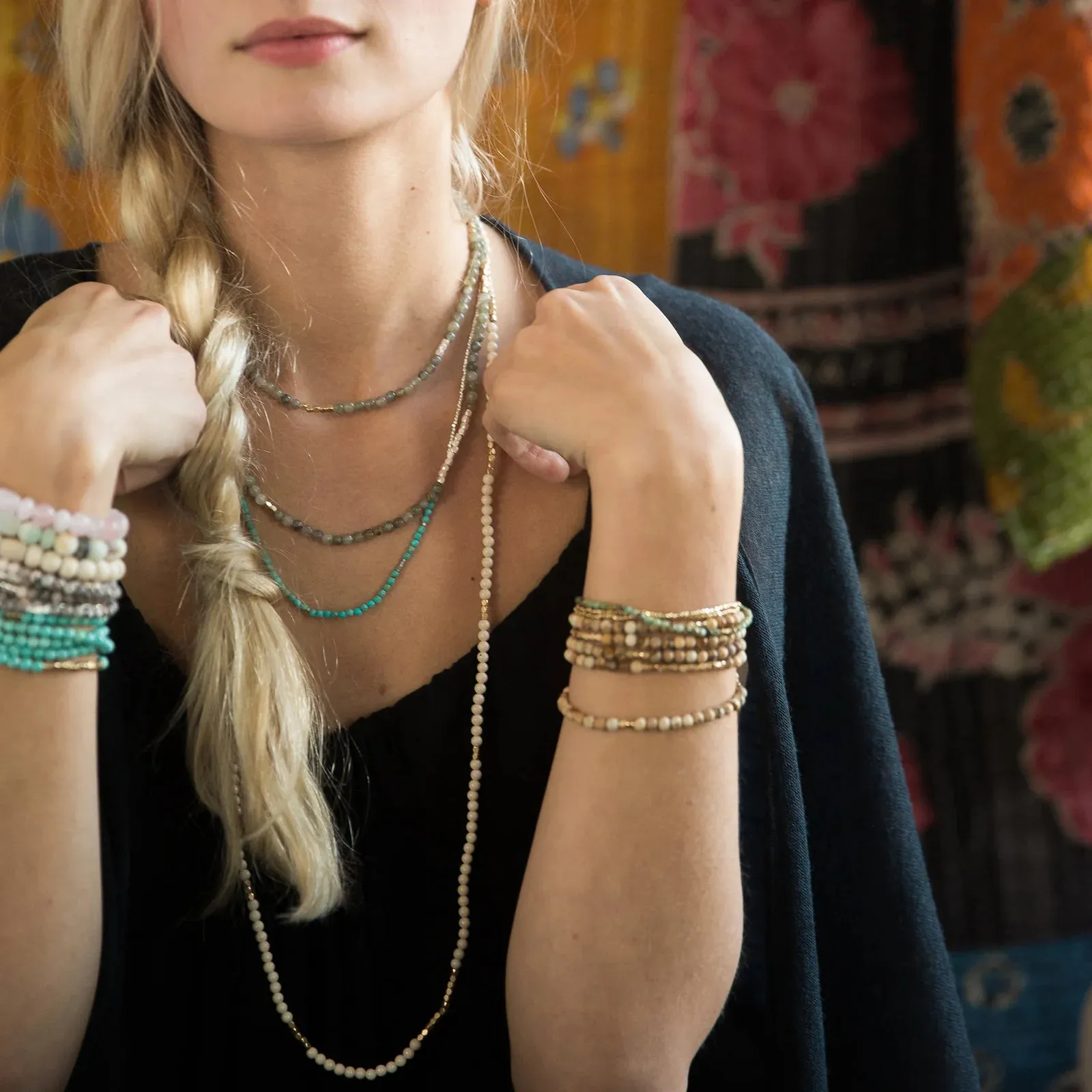 Scout Curated Wears - Stone Wrap Bracelet/Necklace - African Turquoise - Stone of Transformation