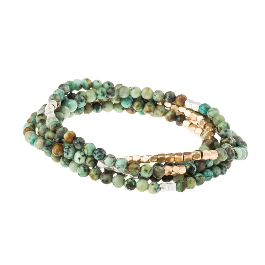 Scout Curated Wears - Stone Wrap Bracelet/Necklace - African Turquoise - Stone of Transformation