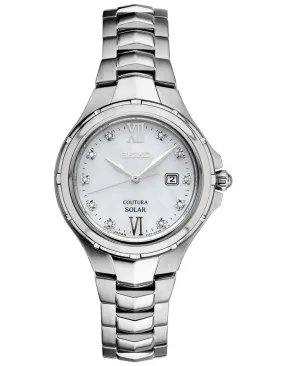 Seiko Solar Ladies 10 Diamond Coutura - Mother of Pearl Dial - Stainless - Date