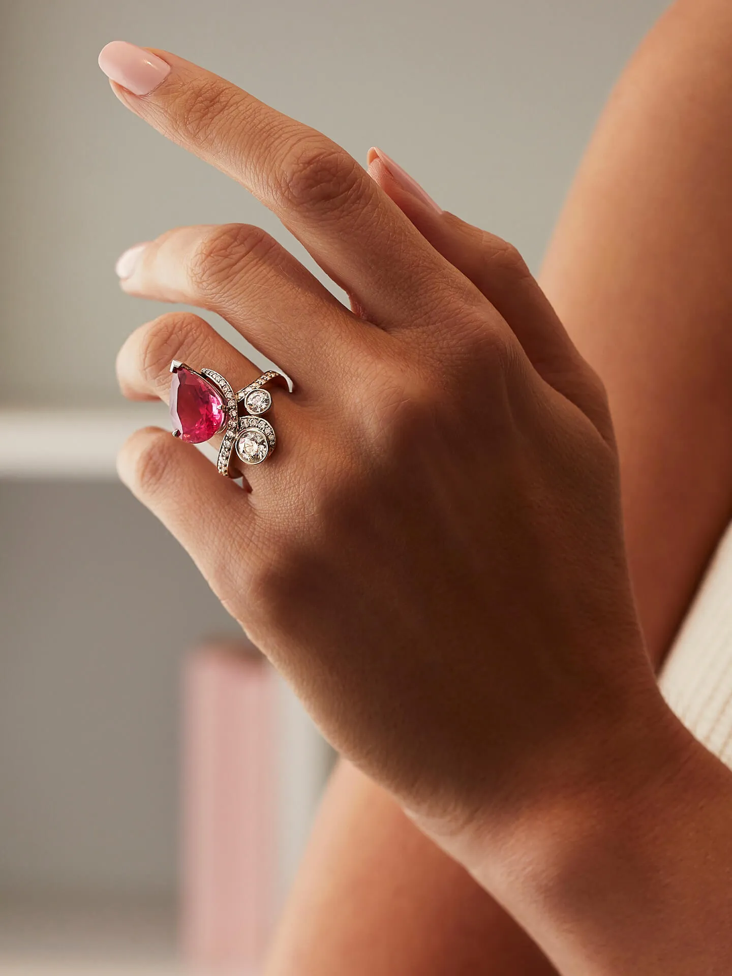 Shades of Fire Pink Tourmaline Platinum Ring