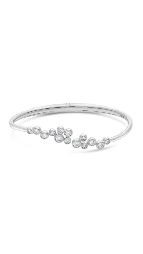 Signature 18k White Gold Bangle with Cluster Diamonds