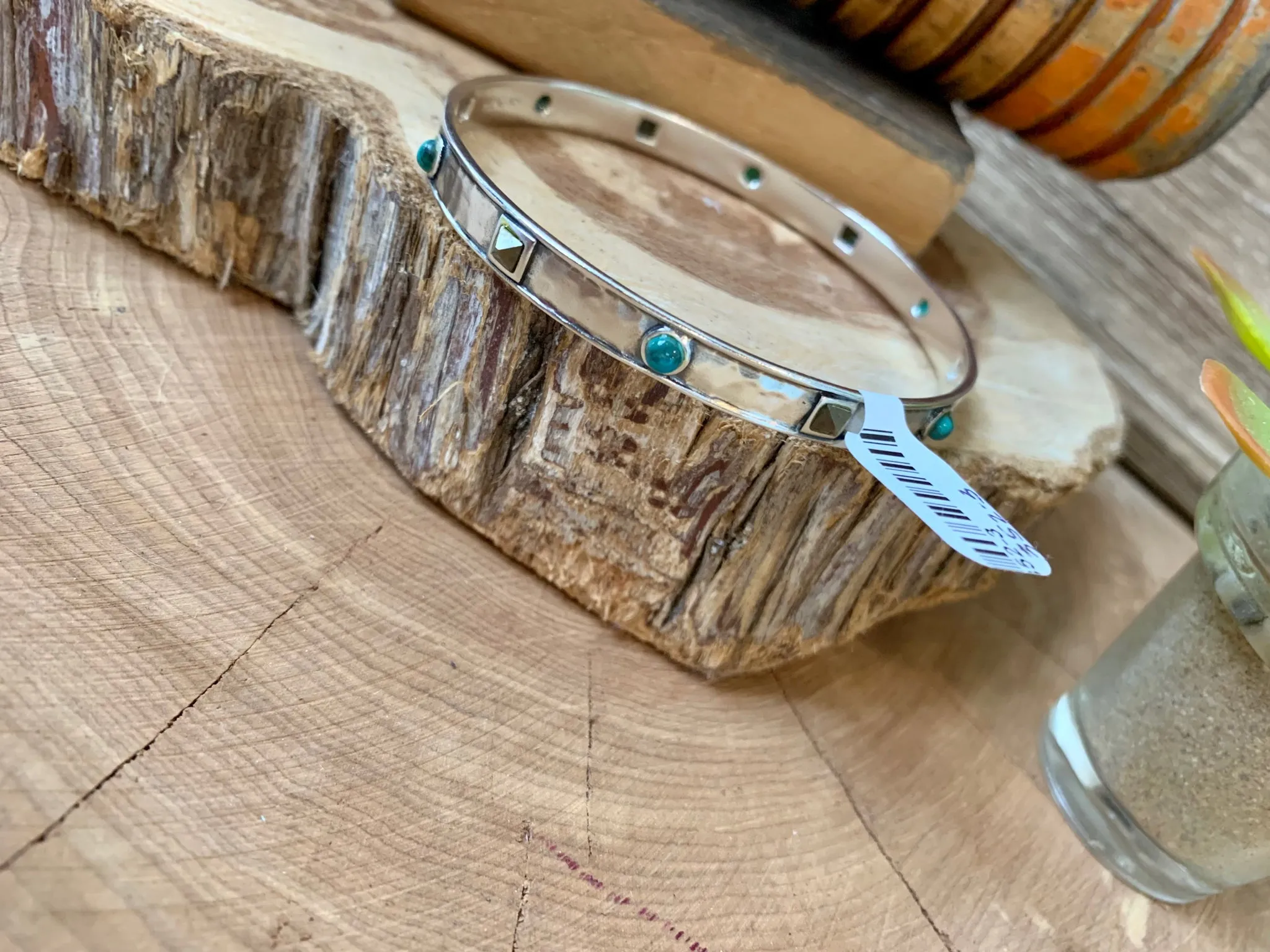 Silpada Retired Vintage Sterling & Turquoise Bangle Bracelet
