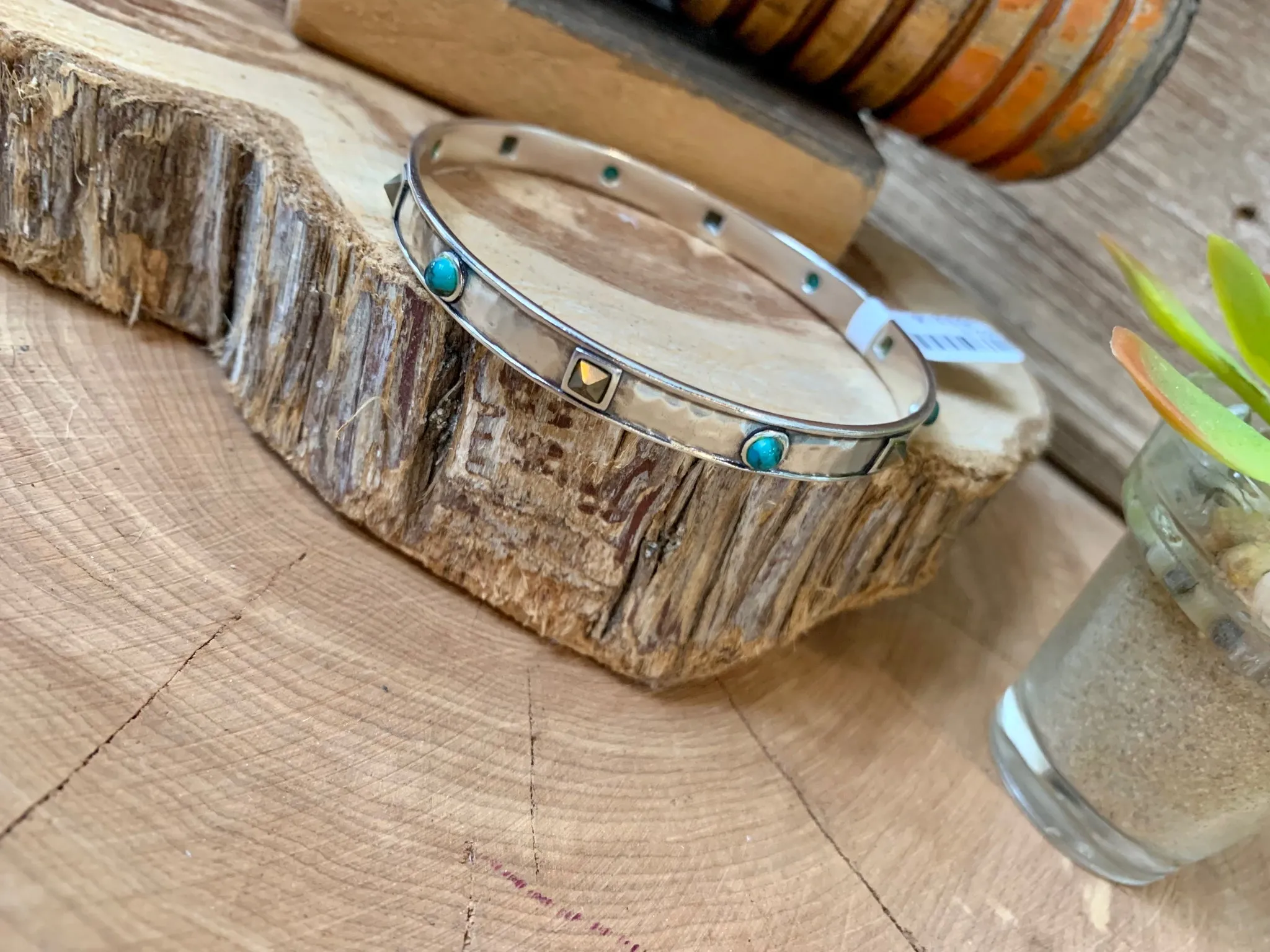 Silpada Retired Vintage Sterling & Turquoise Bangle Bracelet