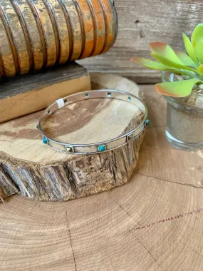 Silpada Retired Vintage Sterling & Turquoise Bangle Bracelet