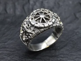 Silver Anchor Ring - Compass Silver Ring - Signet Anchor Ring