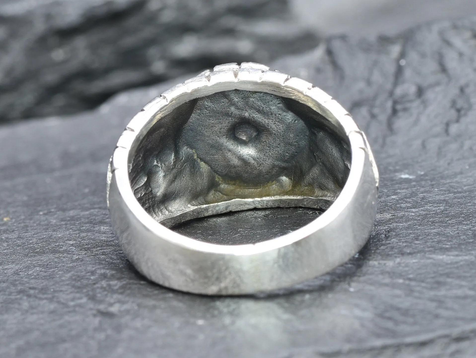 Silver Anchor Ring - Compass Silver Ring - Signet Anchor Ring