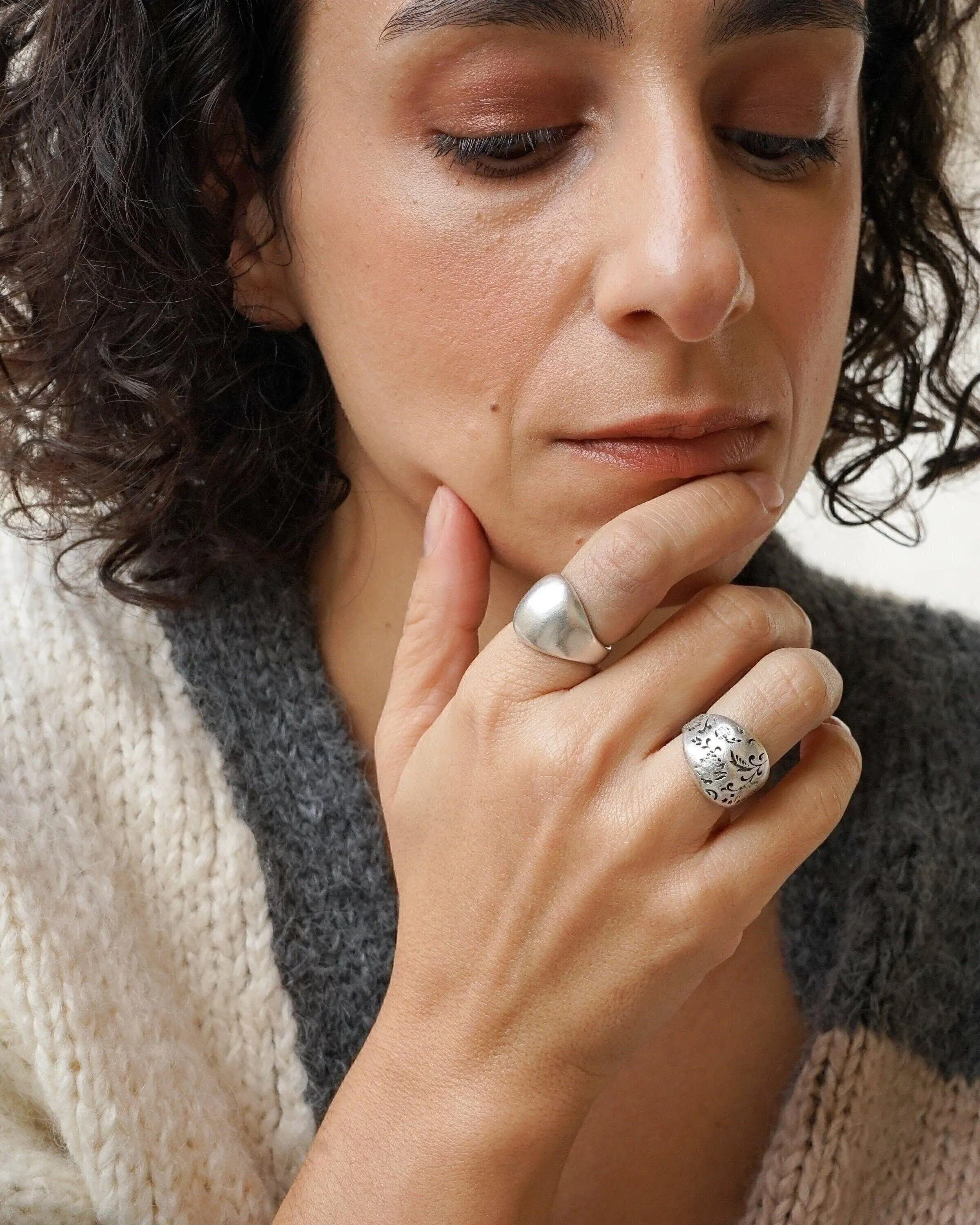 Silver Bold/Floral Dome Ring