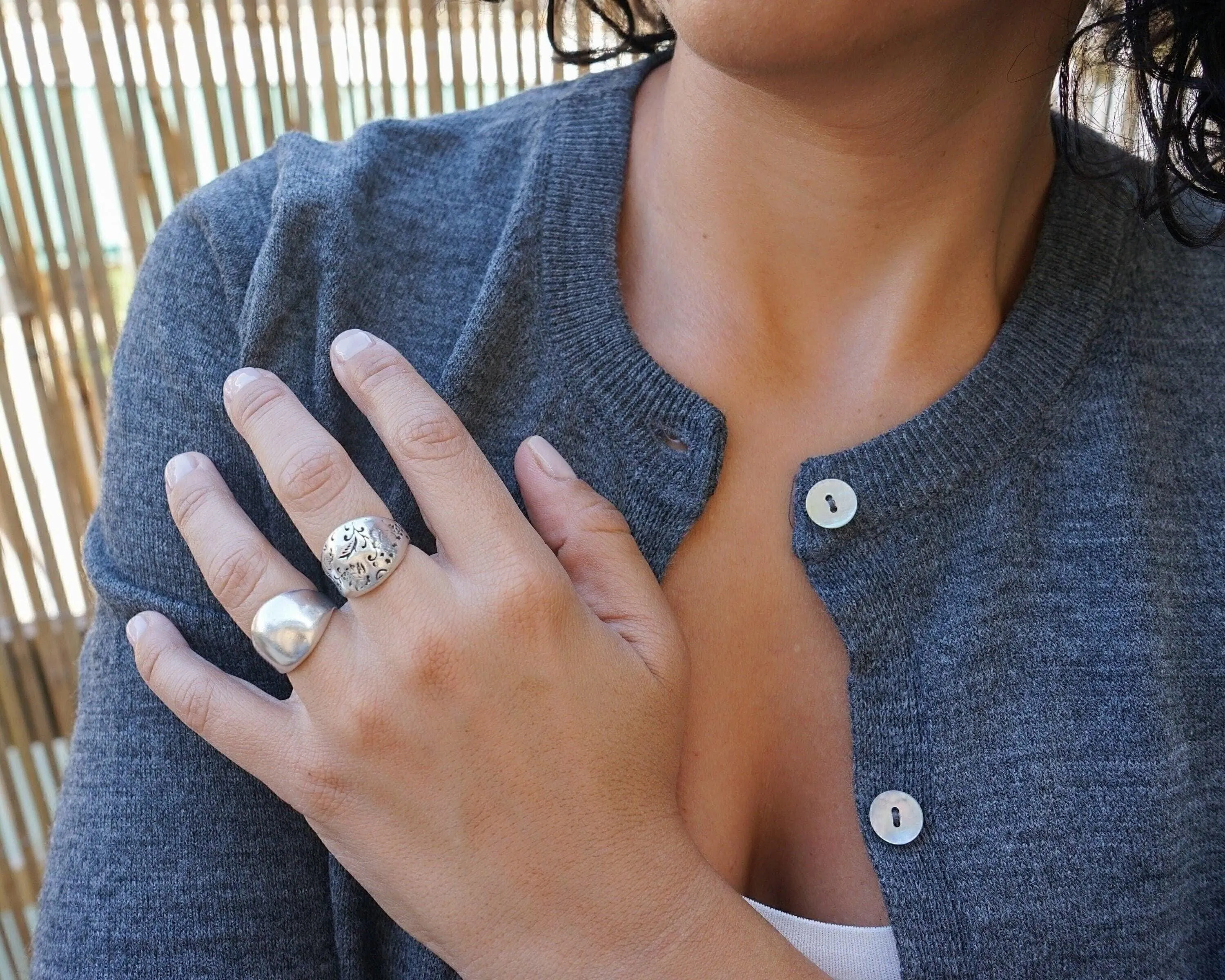 Silver Bold/Floral Dome Ring
