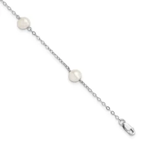Silver Fresh Water Pearl 5.5-inch Bracelet