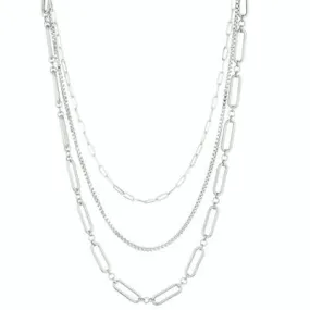 Silver Multi Way Triple Layered Necklace