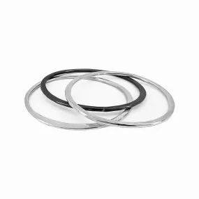 Silver Orbit Bangle Bracelet - Set of 3