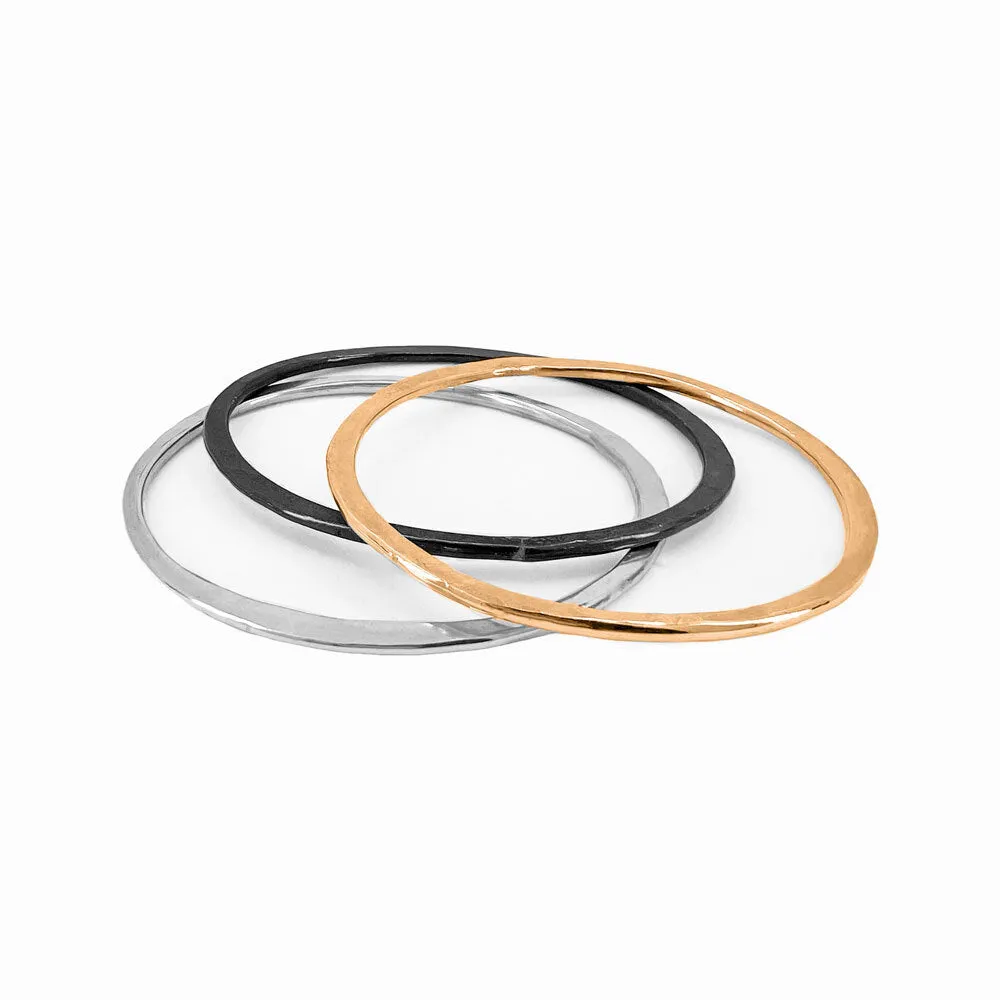 Silver Orbit Bangle Bracelet - Set of 3