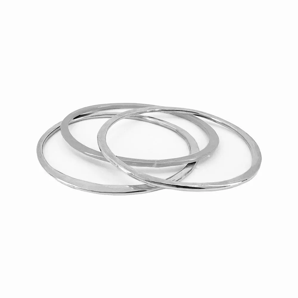 Silver Orbit Bangle Bracelet - Set of 3