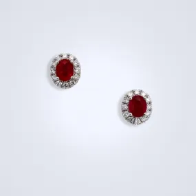 Simple Ruby Diamond Earrings