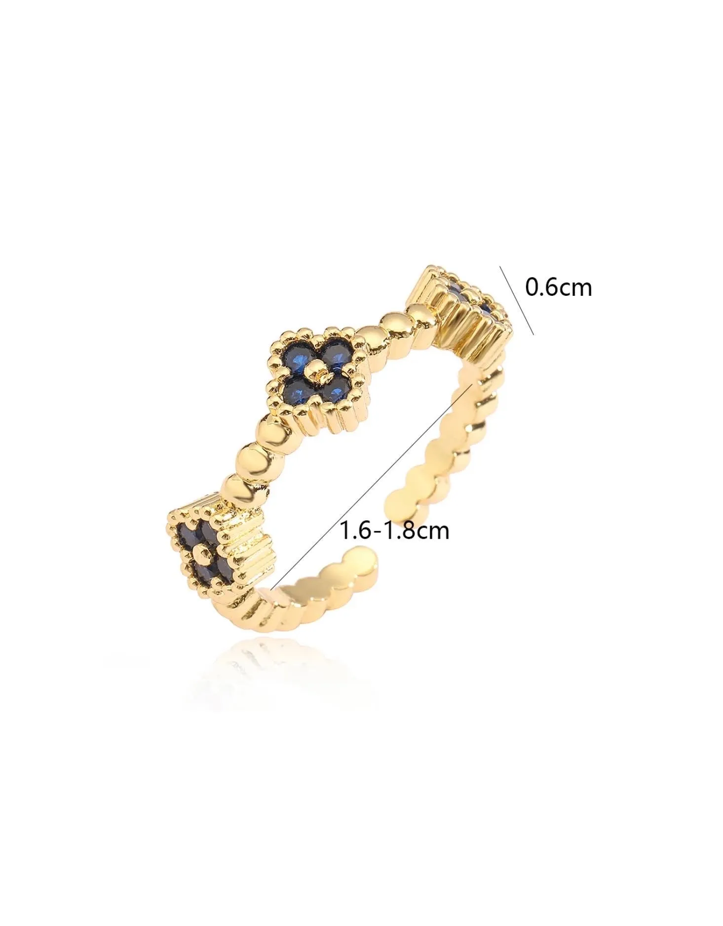 Small Flower Yellow Gold Adjustable Ring
