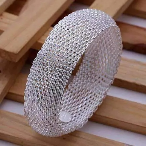 Soft Silky Chains Sterling Silver Bangle Bracelet for Woman Special Occasion Gift Everyday Casual