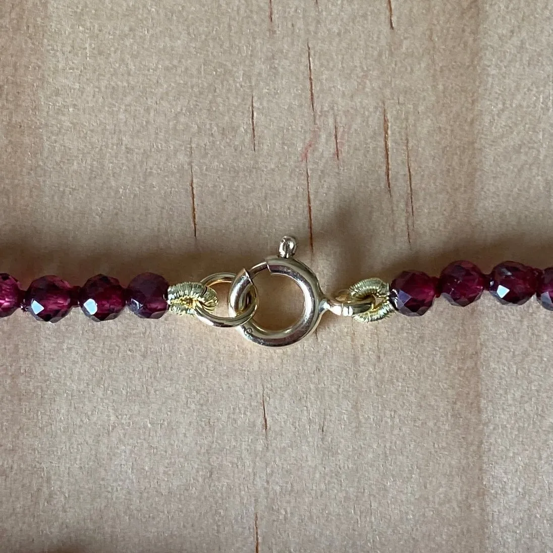 Solid 9 Carat Yellow Gold Red Garnet Bracelet