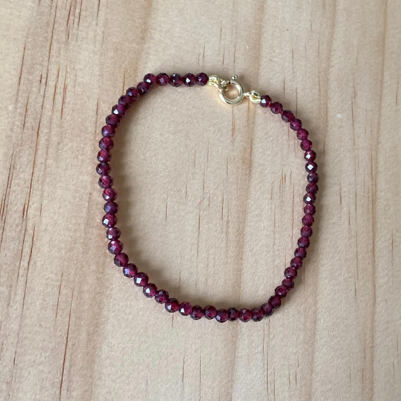 Solid 9 Carat Yellow Gold Red Garnet Bracelet