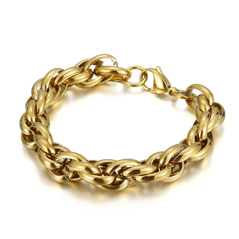 Stylish Stainless Steel Double Buckle Bracelet for Men - Versatile Daily Accessory Inspired by European, American, and Korean Designs