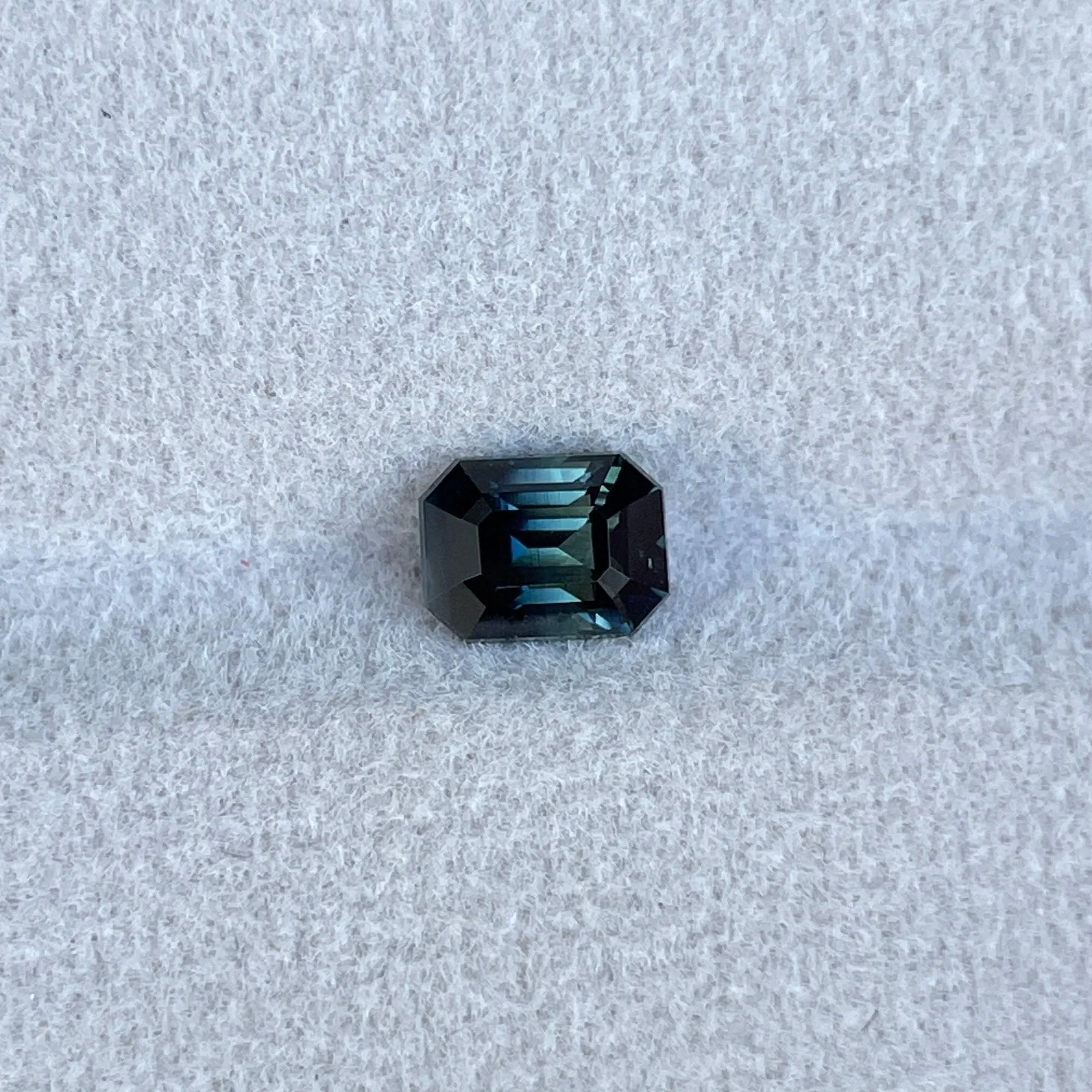 This 1.20 crt Teal Sapphire is well cut to bring out the best colour and lustre, and has a perfect colour blend