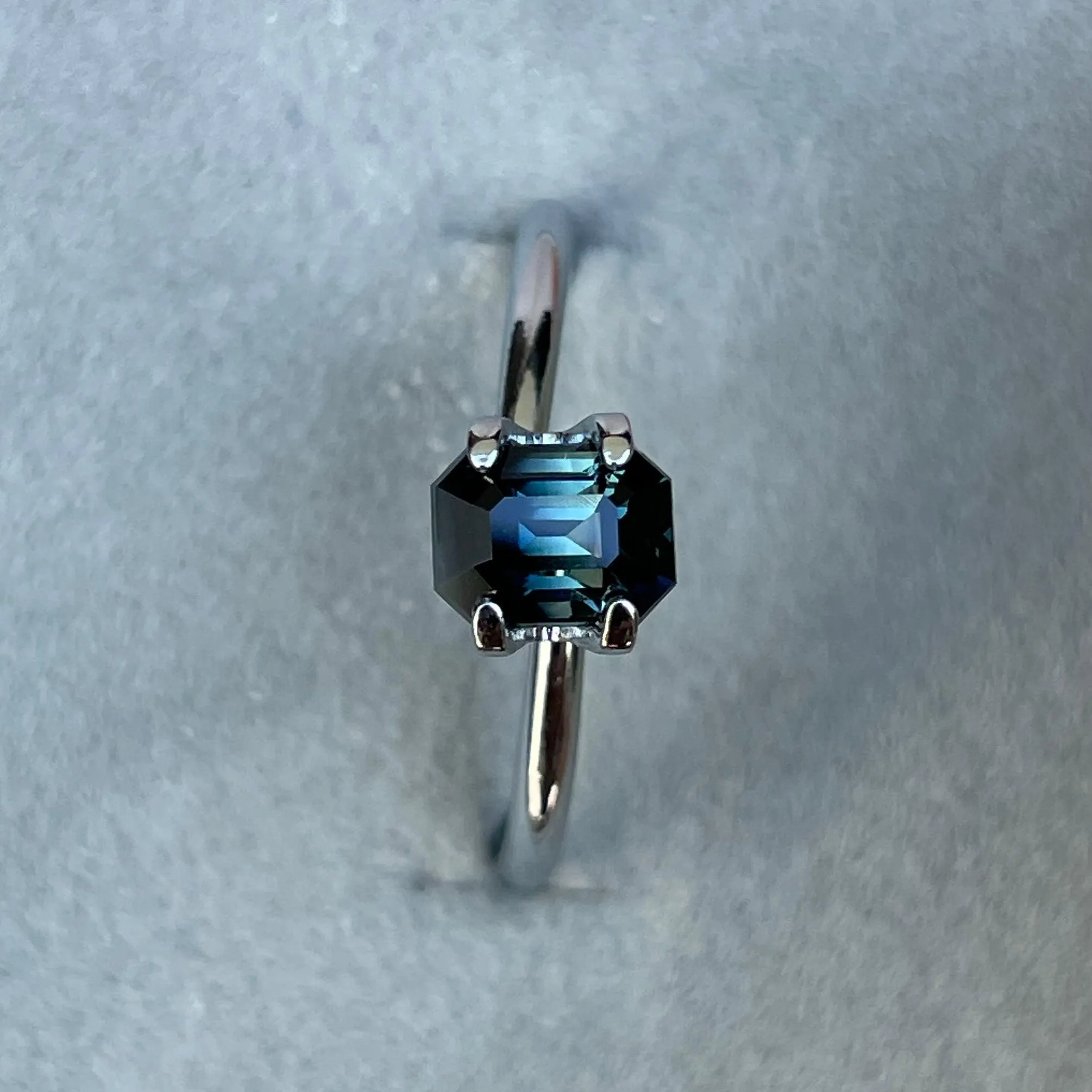 This 1.20 crt Teal Sapphire is well cut to bring out the best colour and lustre, and has a perfect colour blend