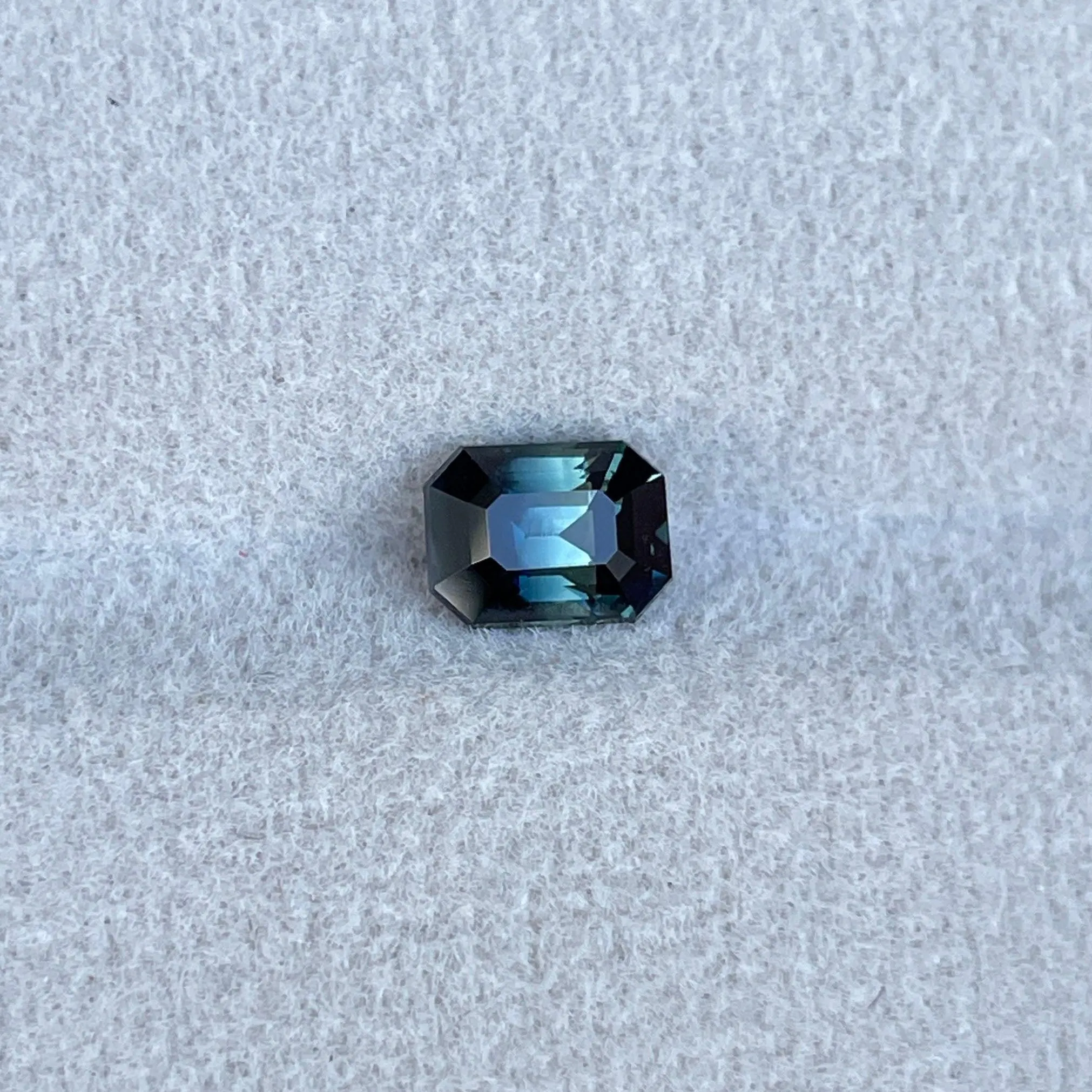 This 1.20 crt Teal Sapphire is well cut to bring out the best colour and lustre, and has a perfect colour blend