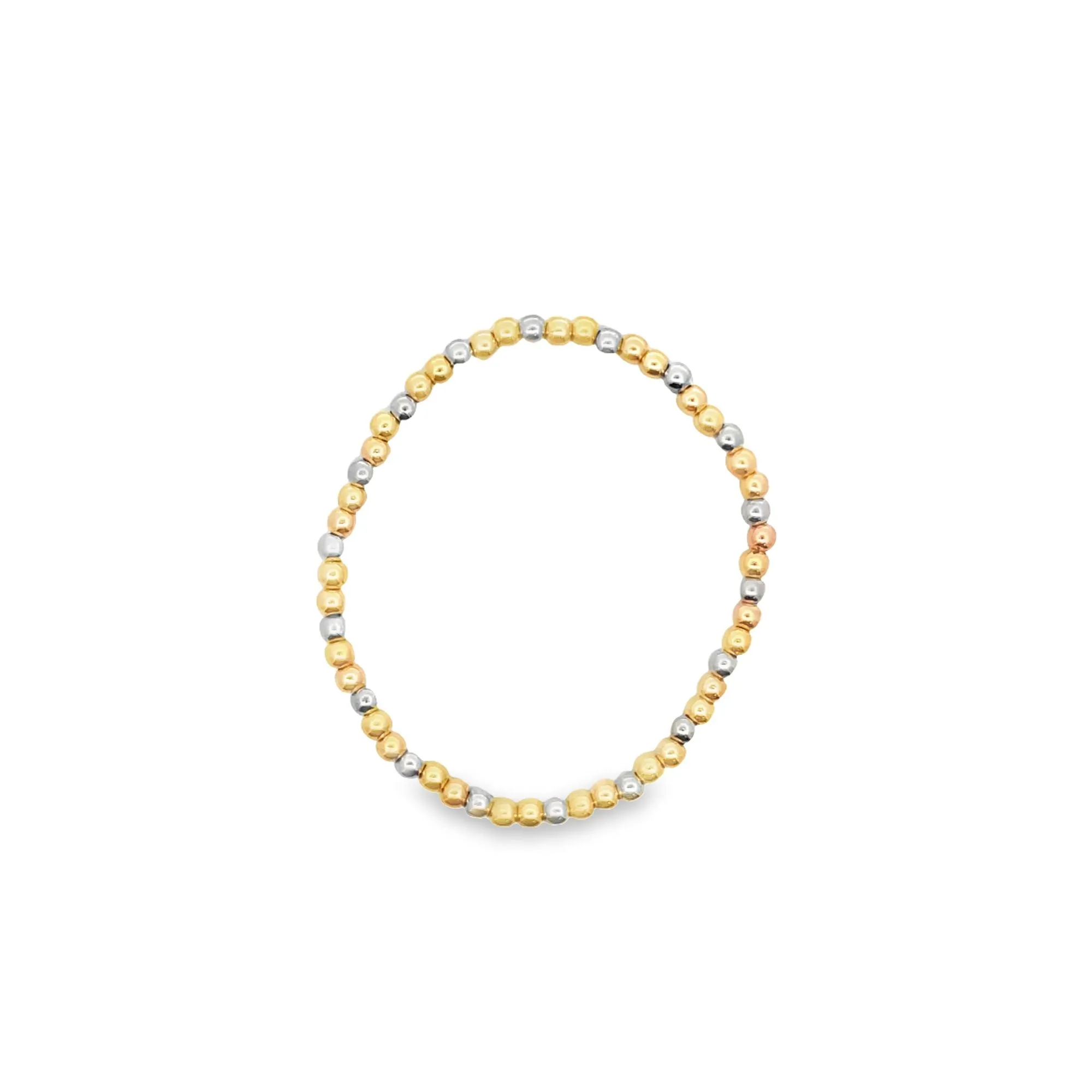 Three Toned Gold, Rose Gold, Silver Bead Bracelet | Gold Filled Beaded Bracelet (I51-53)