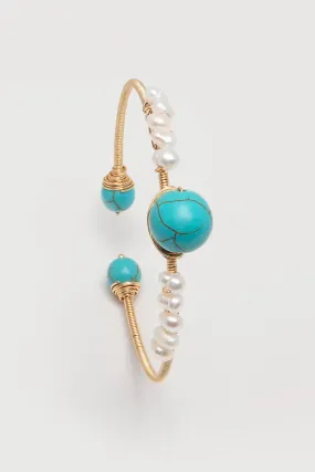 Turquoise Freshwater Pearl Cuff Bracelet