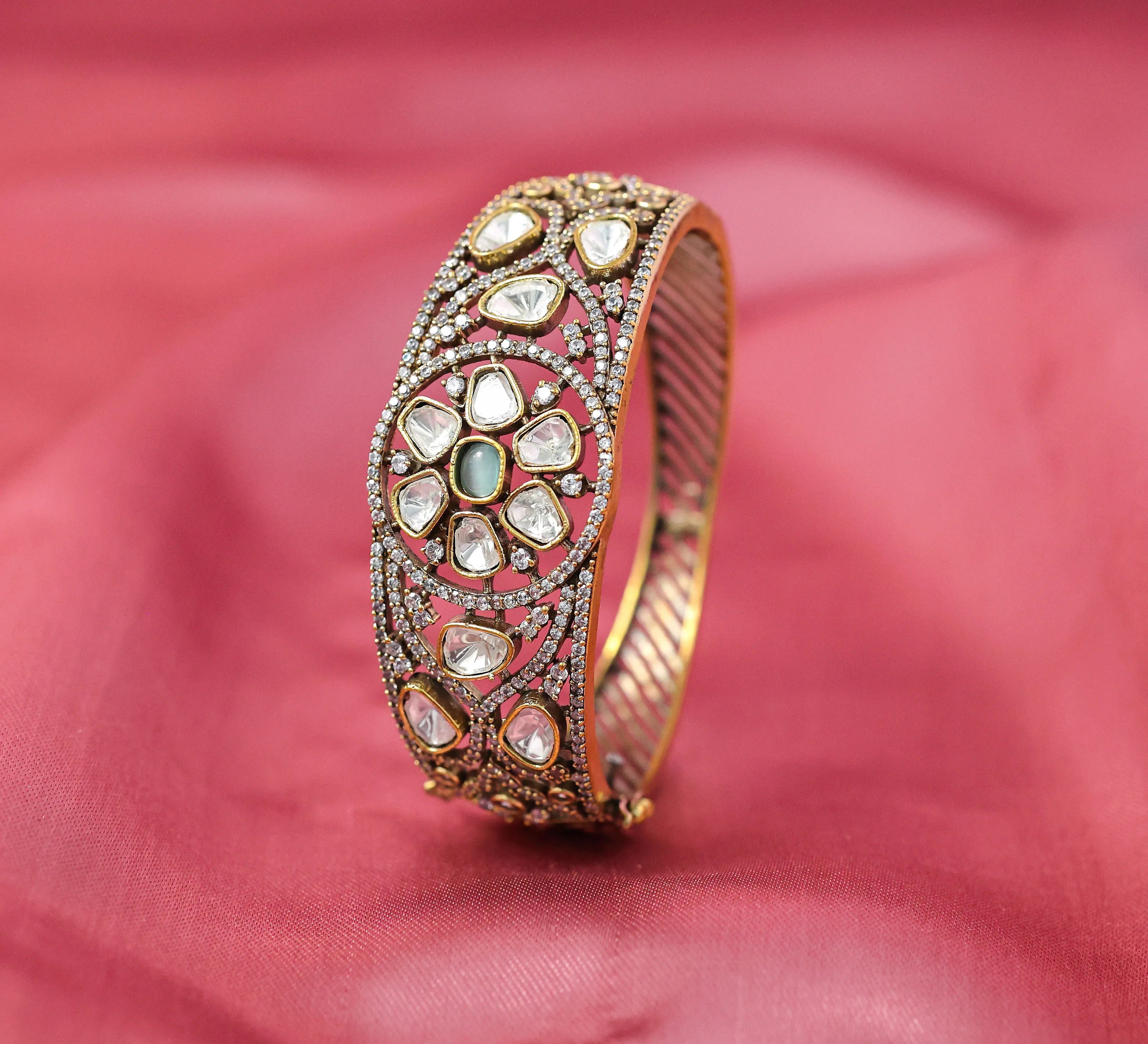 Victorian Style Kundan and Polki Bracelet for Women