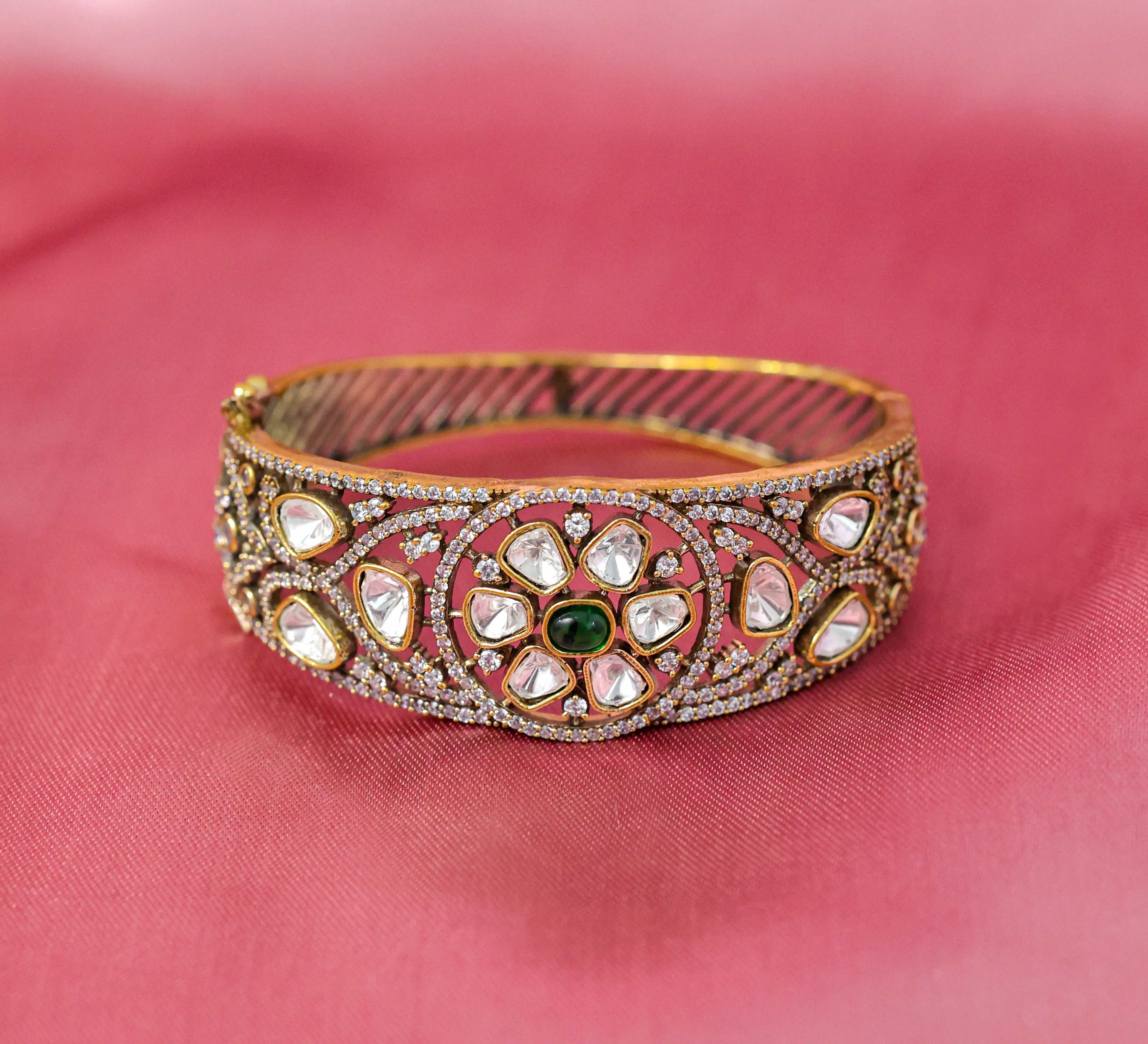 Victorian Style Kundan and Polki Bracelet for Women