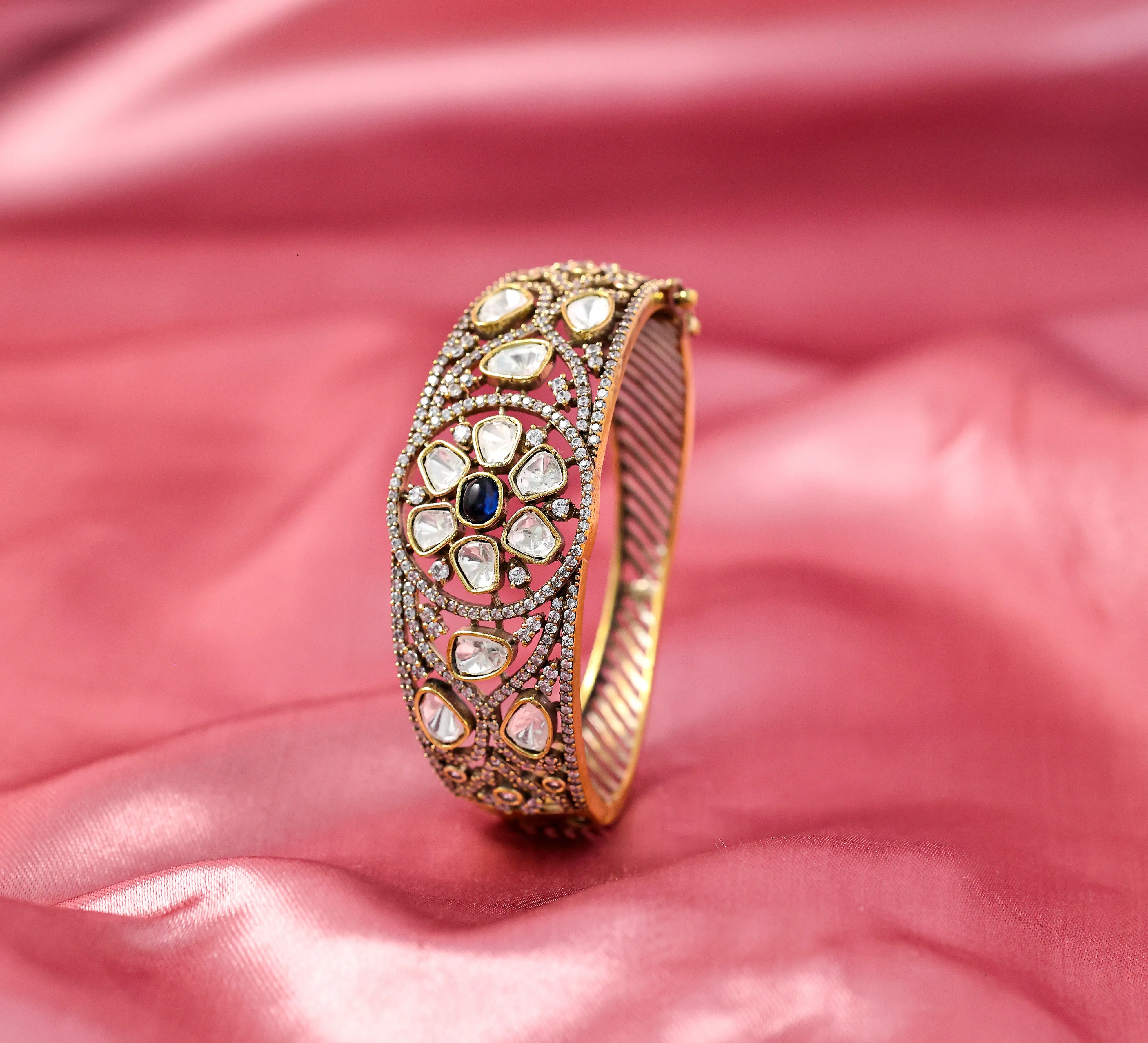 Victorian Style Kundan and Polki Bracelet for Women