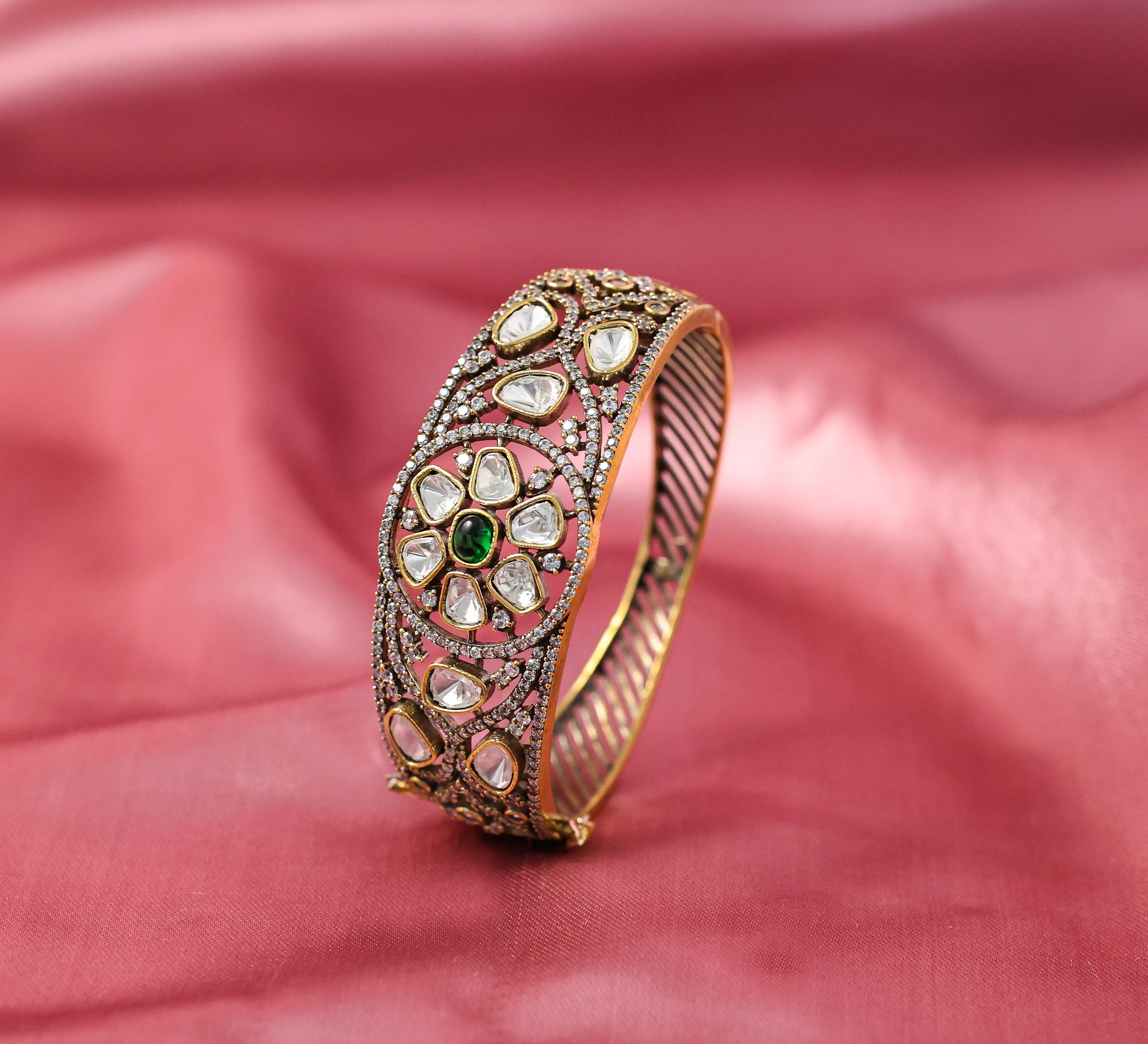 Victorian Style Kundan and Polki Bracelet for Women