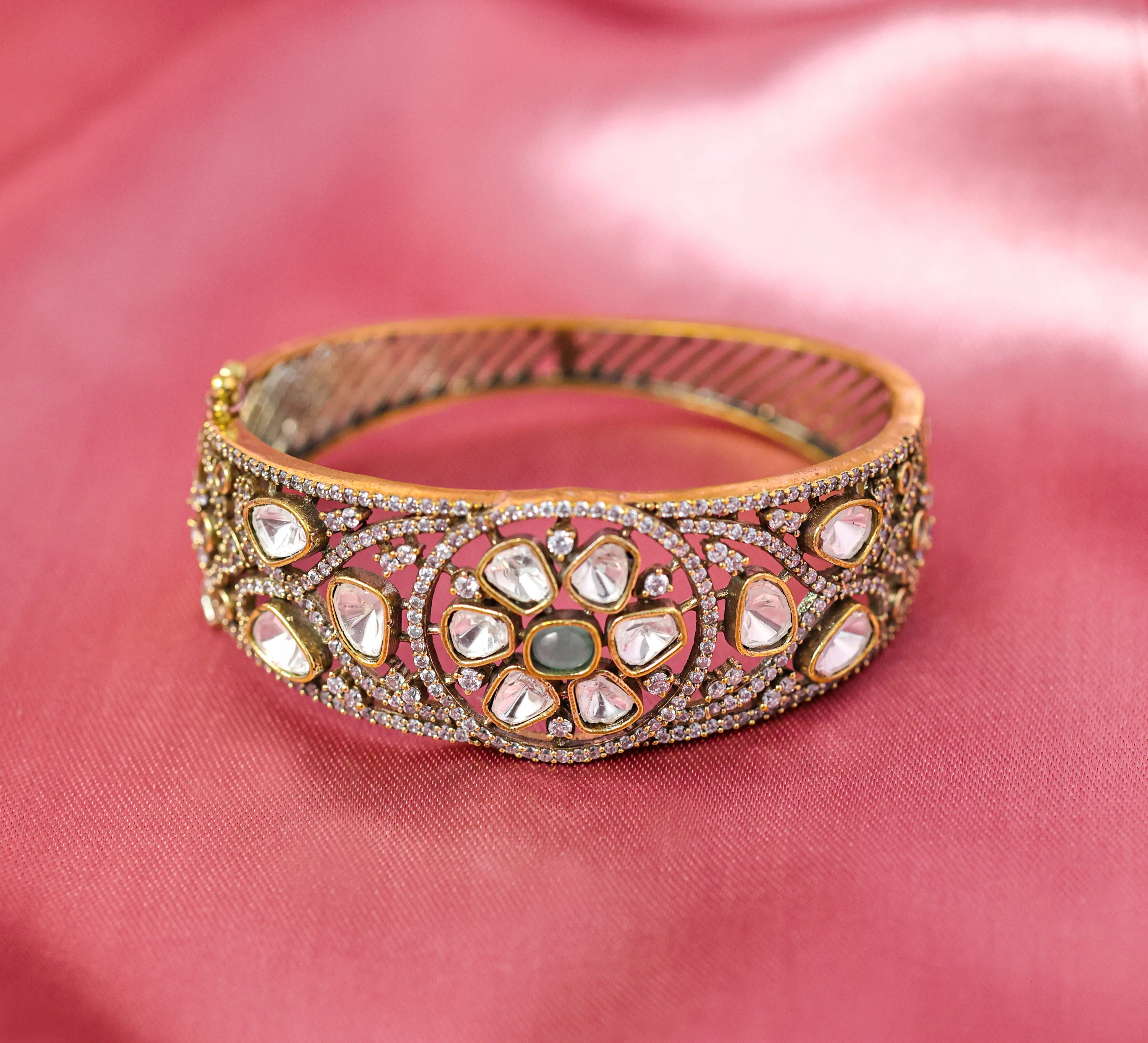 Victorian Style Kundan and Polki Bracelet for Women