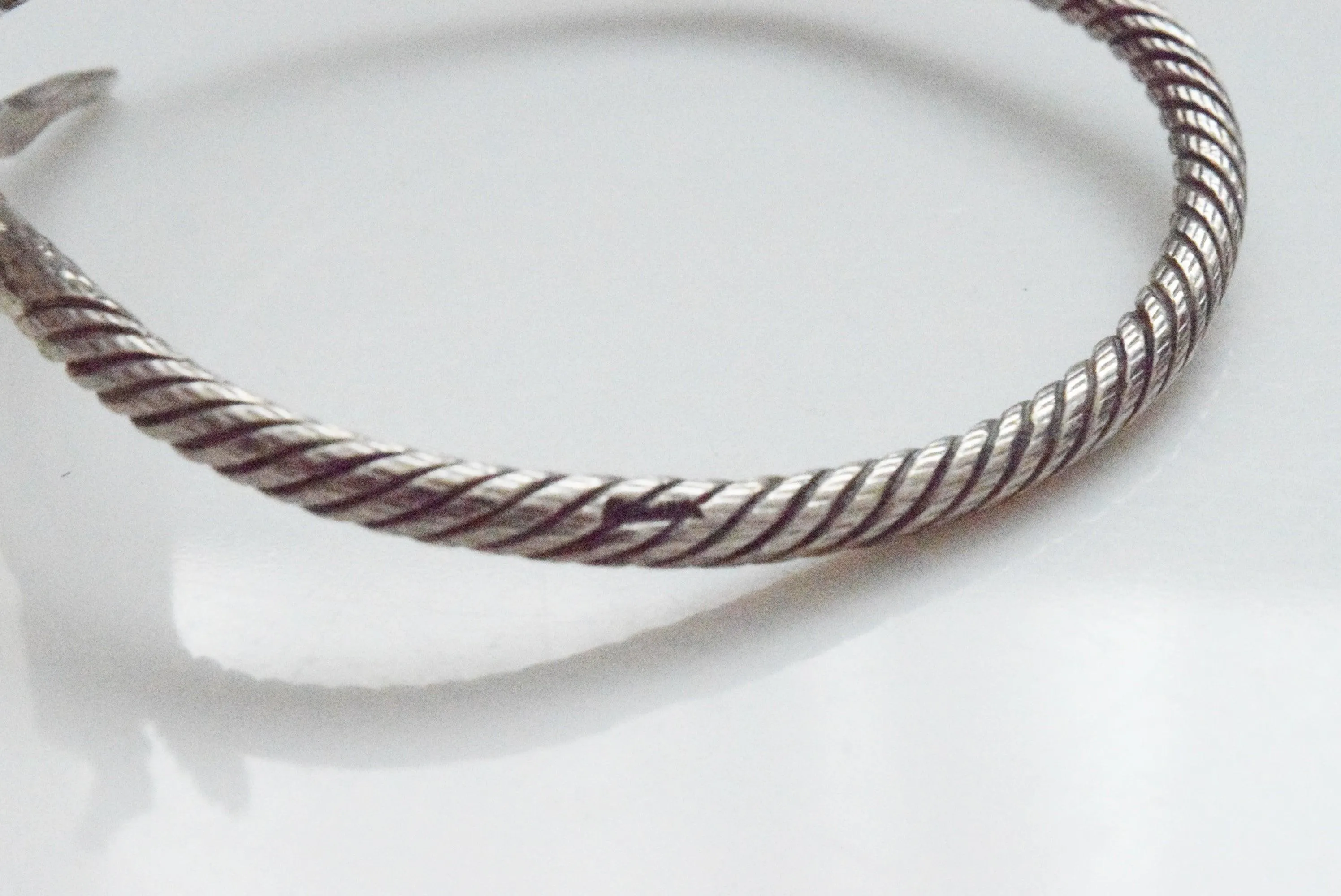 Vintage 600 Silver Egyptian Snake Bracelet with Blue Eyes