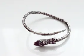 Vintage 600 Silver Egyptian Snake Bracelet with Blue Eyes
