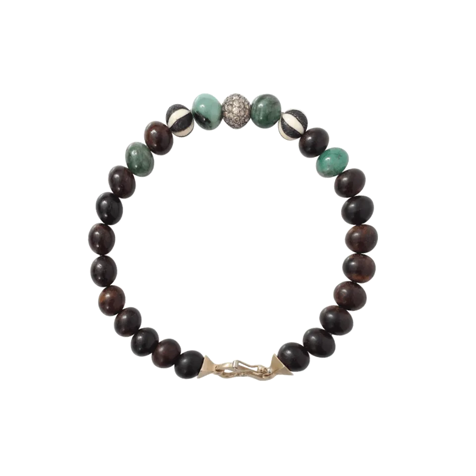 Vintage Emerald And Diamond Beaded Bracelet
