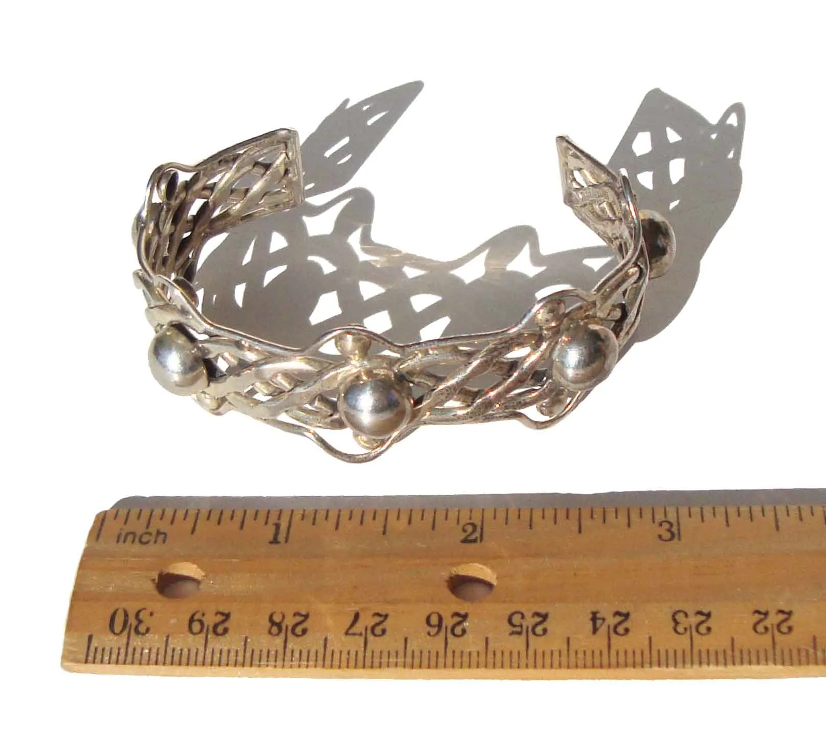 Vintage Mexican Sterling Silver Openwork Cuff Bracelet