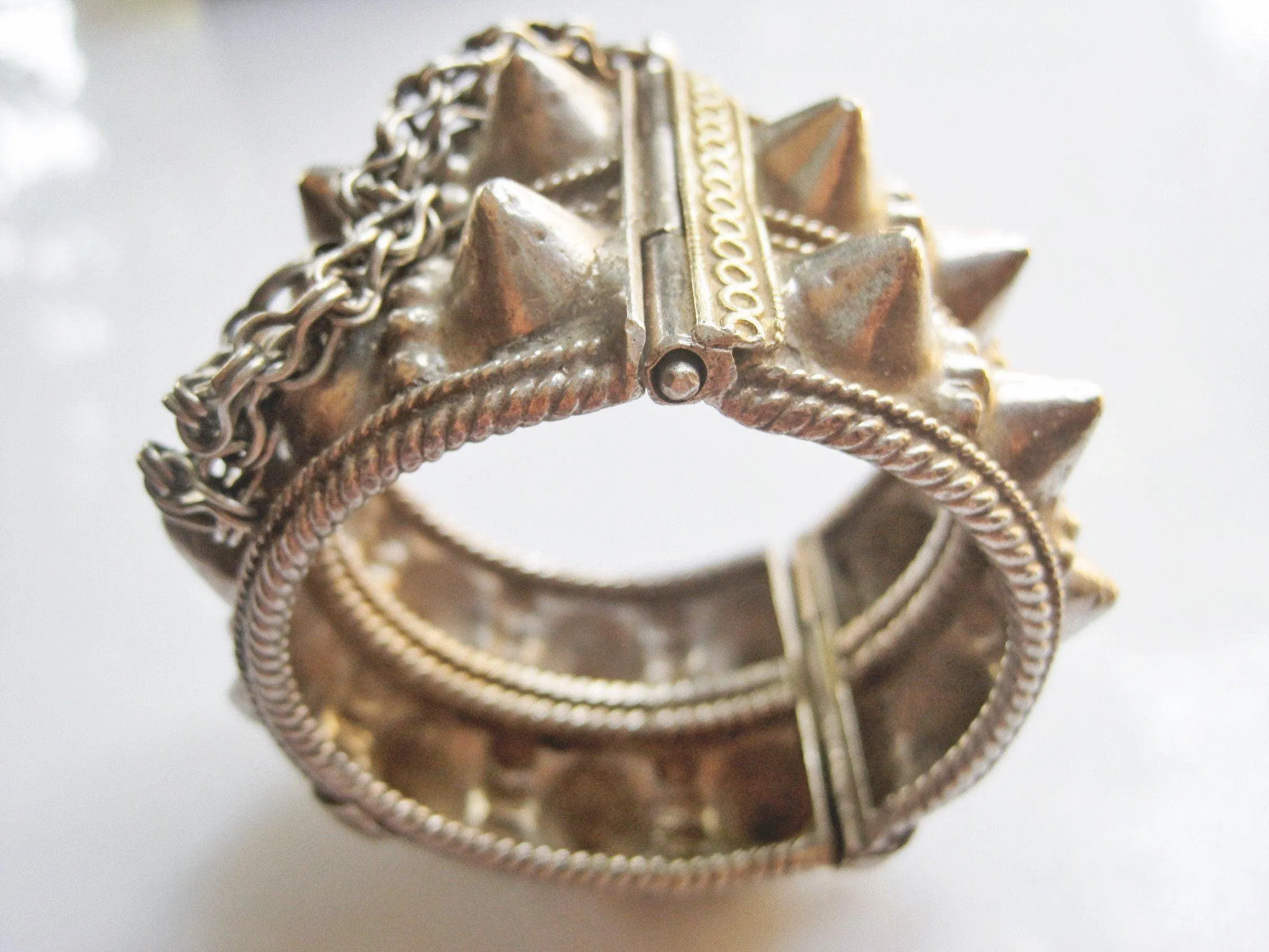 Vintage Omani Silver Tribal Spike Bracelet