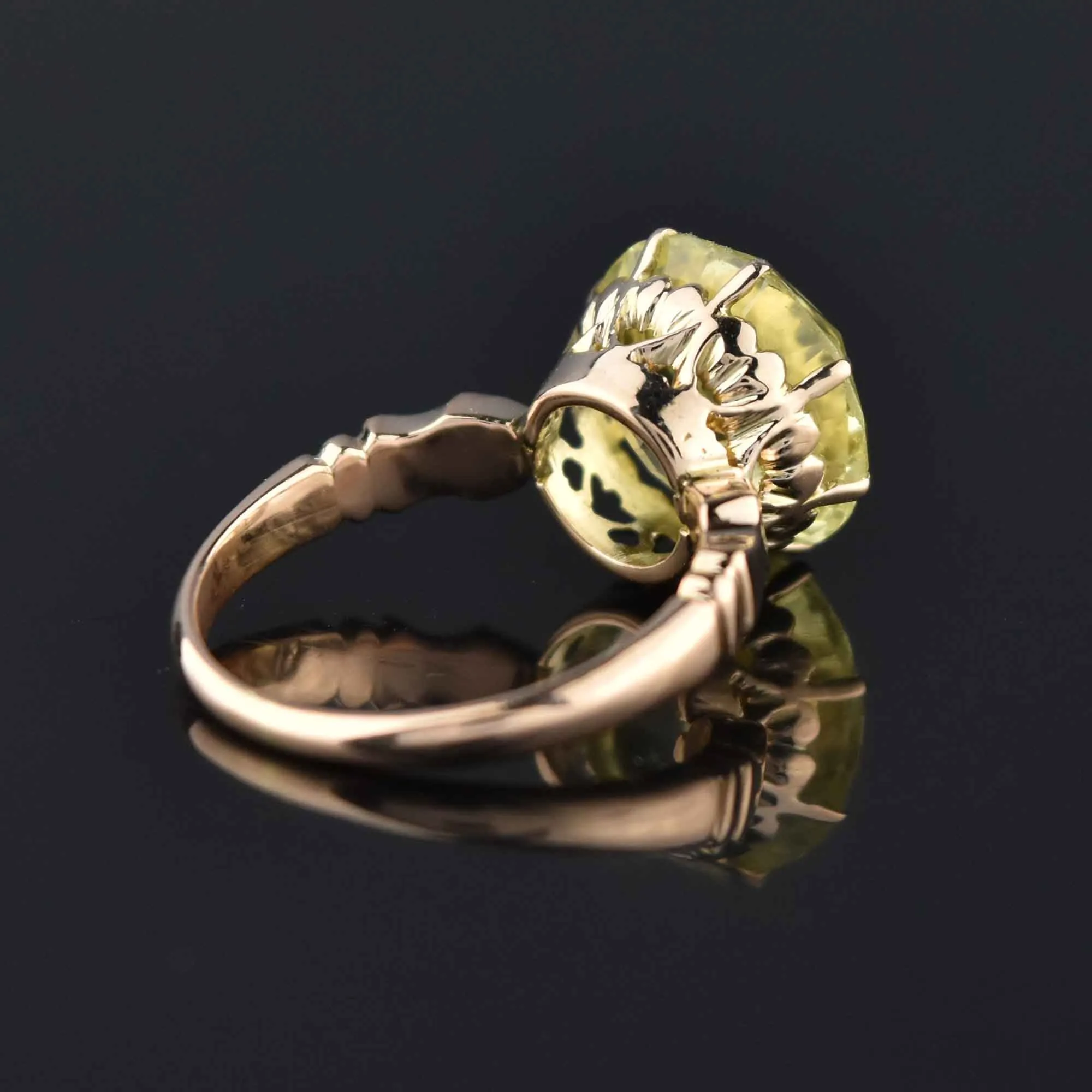 Vintage Rosy Gold Green Spinel Ring