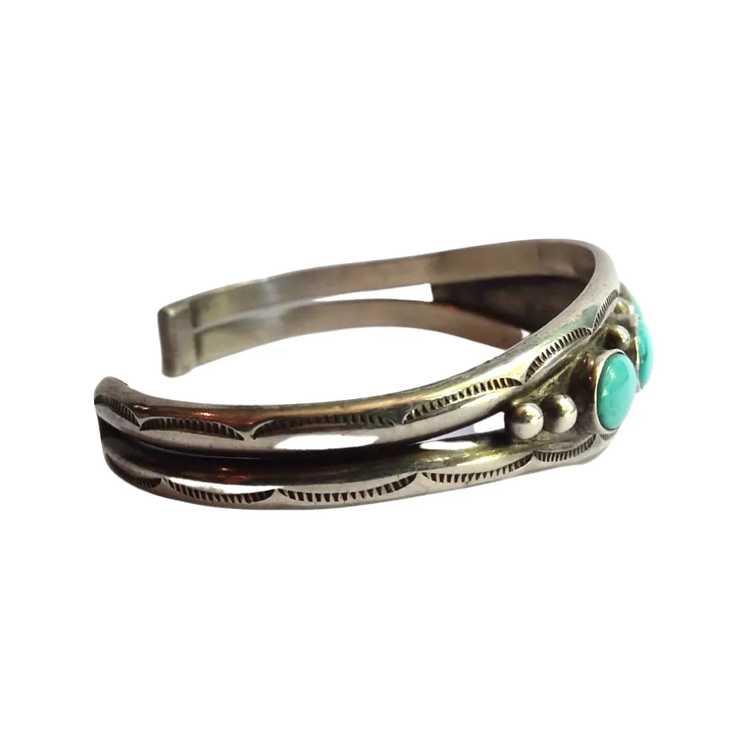 VINTAGE silver turquoise cuff bracelet