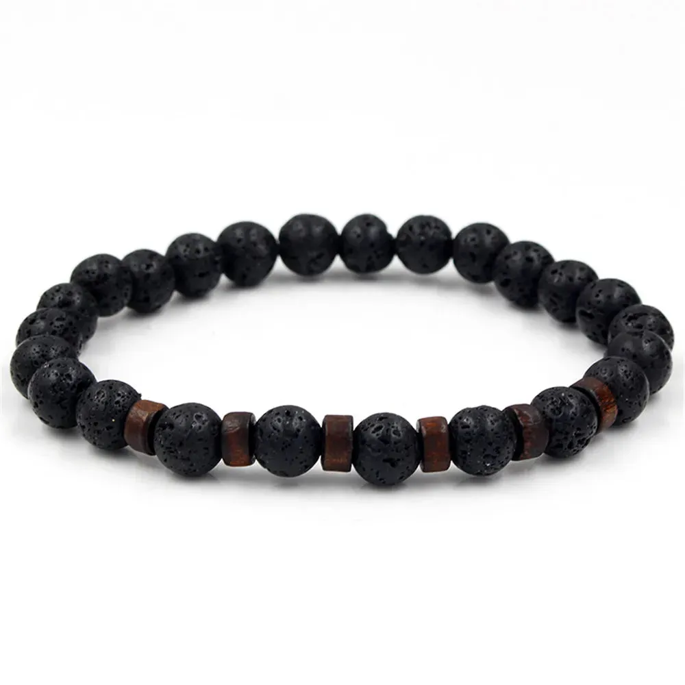 Volcanic Stone Lava Beads Bracelet – Tibetan Buddha Wrist Chain for Men & Women