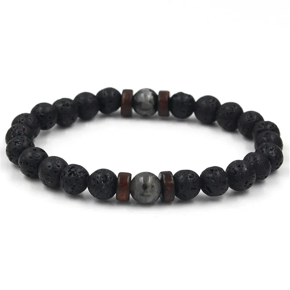 Volcanic Stone Lava Beads Bracelet – Tibetan Buddha Wrist Chain for Men & Women