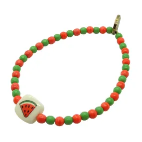 Watermelon Chiclet Charm Two Tone Glass Bead Bracelet
