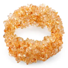Wide Chips Citrine (Heating) Elastic Bracelet