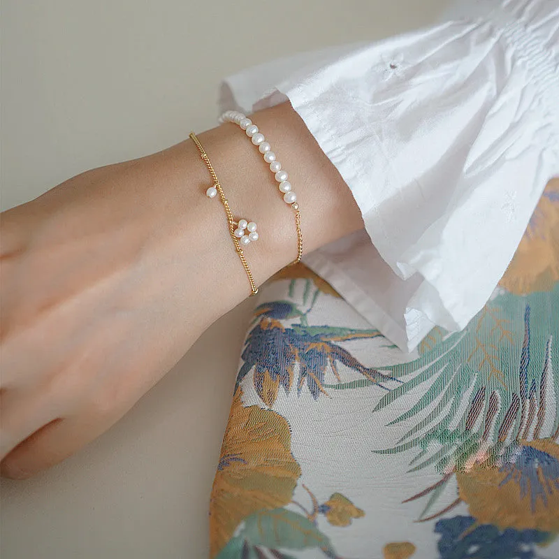 Women's Natural Freshwater Pearl Silver Bracelet